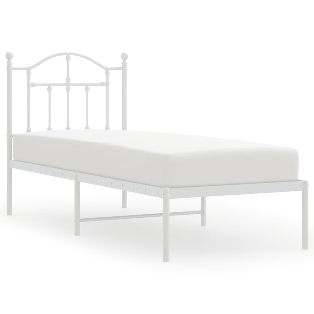 Metalni okvir krevet bez madraca s uzglavljem bijeli 75x190 cm