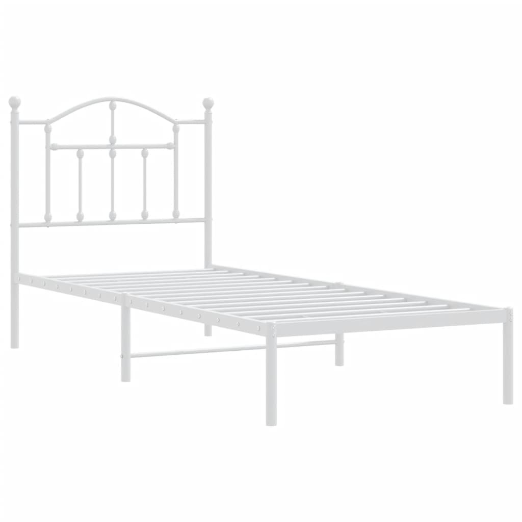 Metalni okvir za krevet s uzglavljem bijeli 80x200 cm