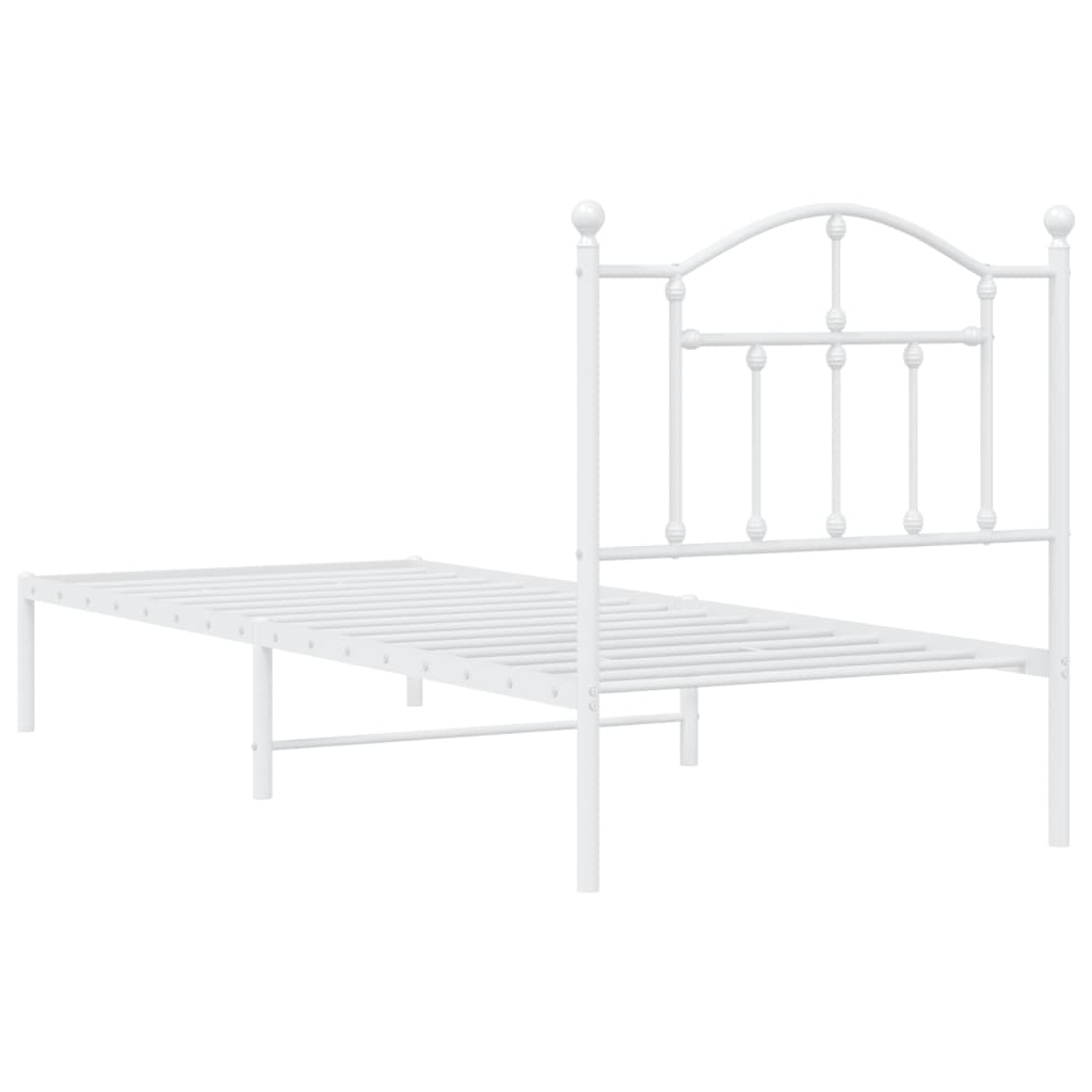 Metalni okvir za krevet s uzglavljem bijeli 80x200 cm