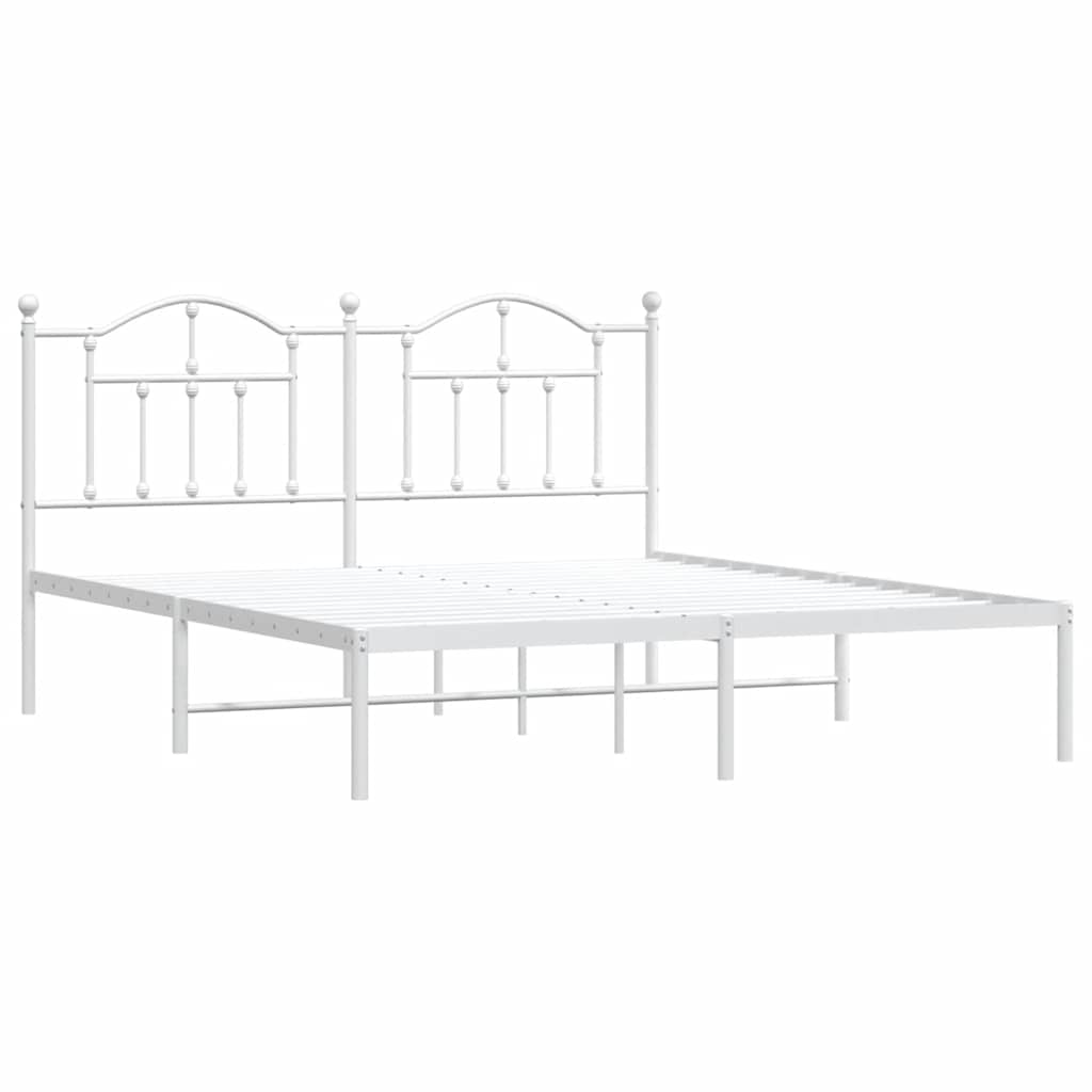 Metalni okvir za krevet s uzglavljem bijeli 160x200 cm