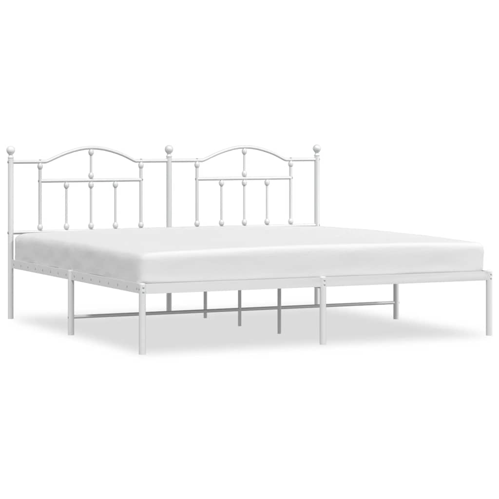 Metalni okvir za krevet s uzglavljem bijeli 200x200 cm