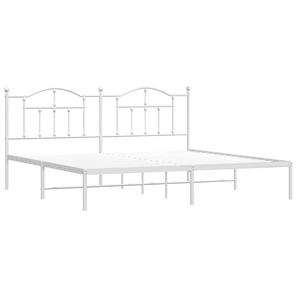 Metalni okvir za krevet s uzglavljem bijeli 200x200 cm