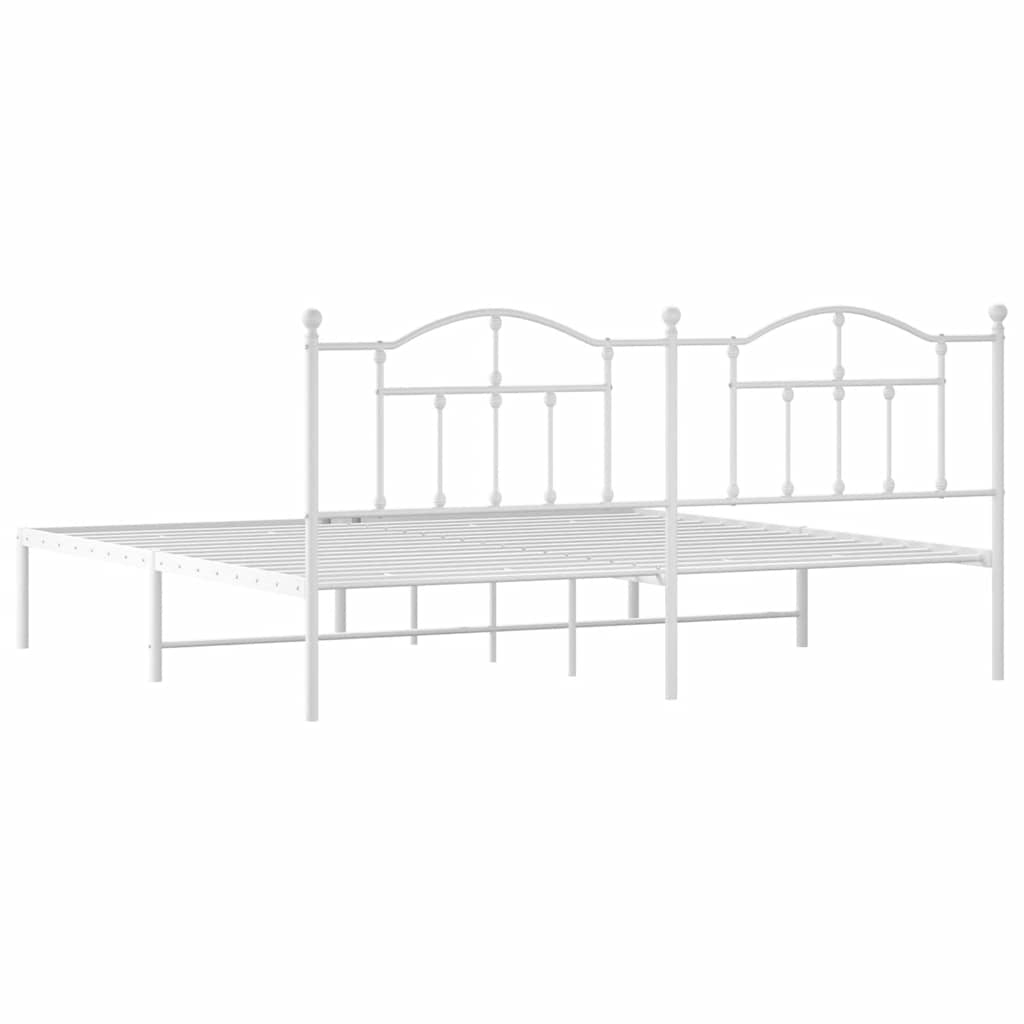 Metalni okvir za krevet s uzglavljem bijeli 200x200 cm