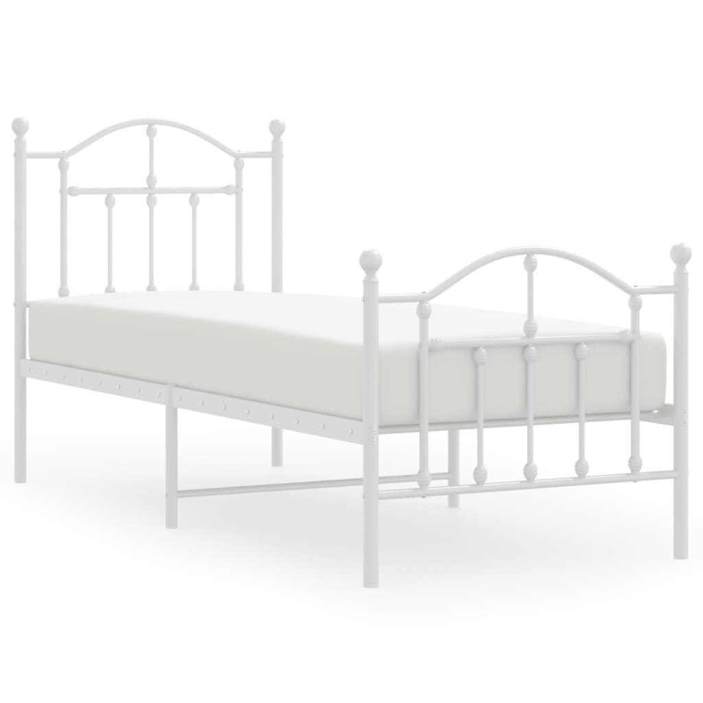 Metalni okvir kreveta uzglavlje i podnožje bijeli 75x190 cm