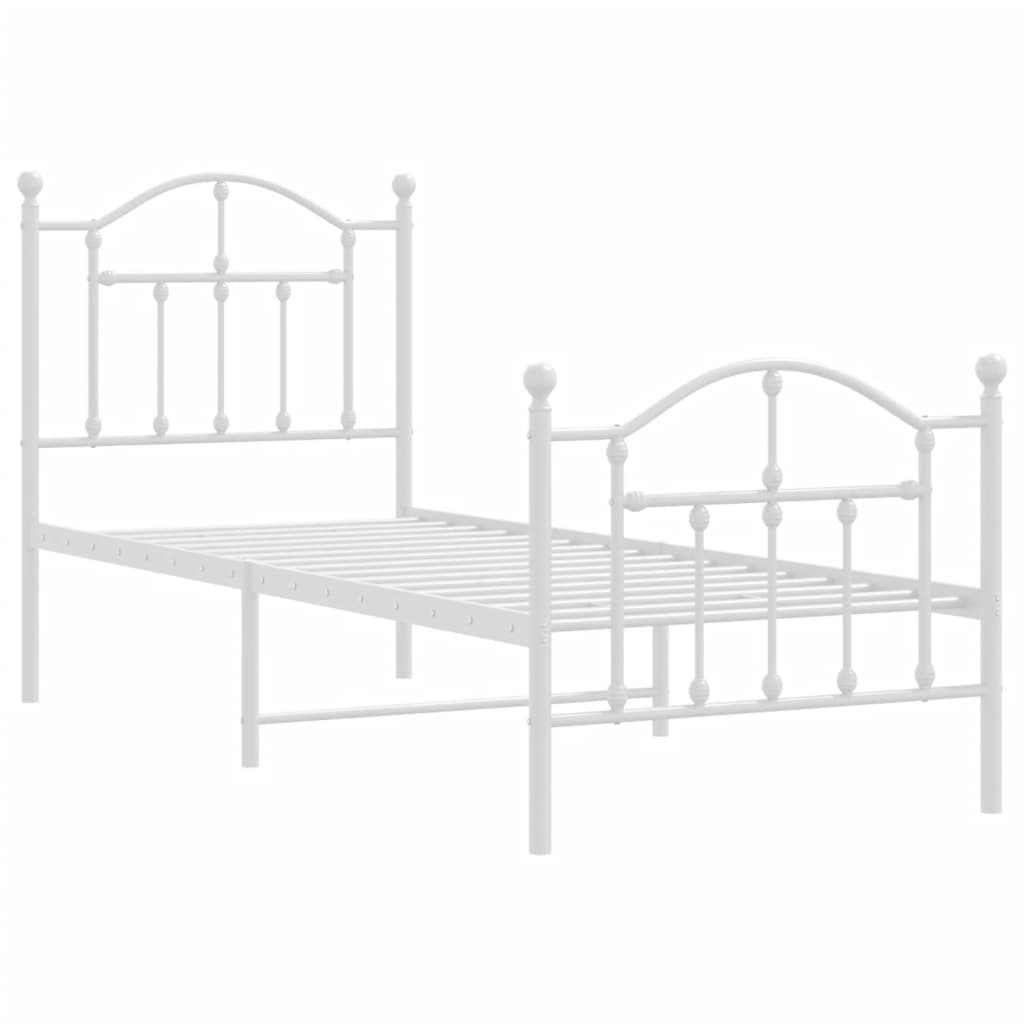 Metalni okvir kreveta uzglavlje i podnožje bijeli 75x190 cm