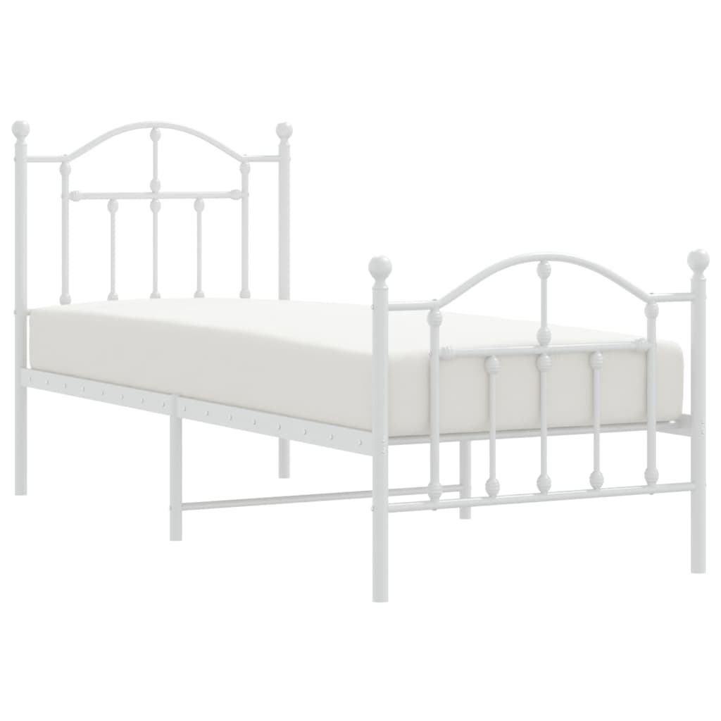 Metalni okvir kreveta uzglavlje i podnožje bijeli 75x190 cm