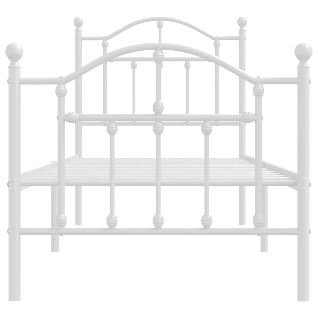 Metalni okvir kreveta uzglavlje i podnožje bijeli 75x190 cm