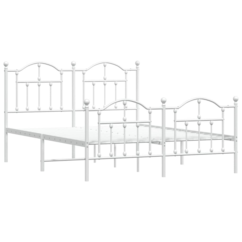 Metalni okvir kreveta uzglavlje i podnožje bijeli 150 x 200 cm