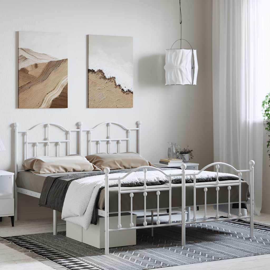Metalni okvir kreveta uzglavlje i podnožje bijeli 150 x 200 cm