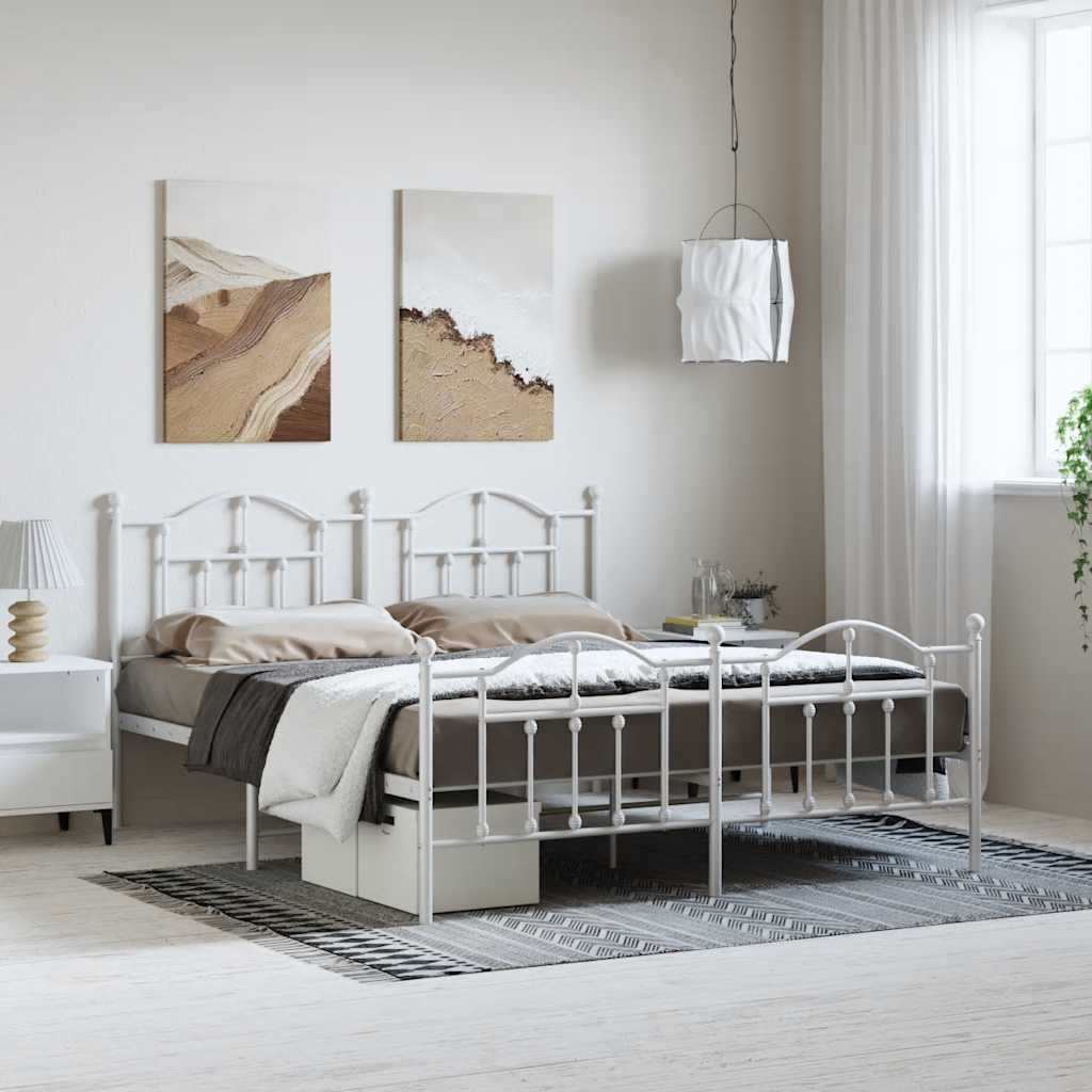Metalni okvir kreveta uzglavlje i podnožje bijeli 183x213 cm