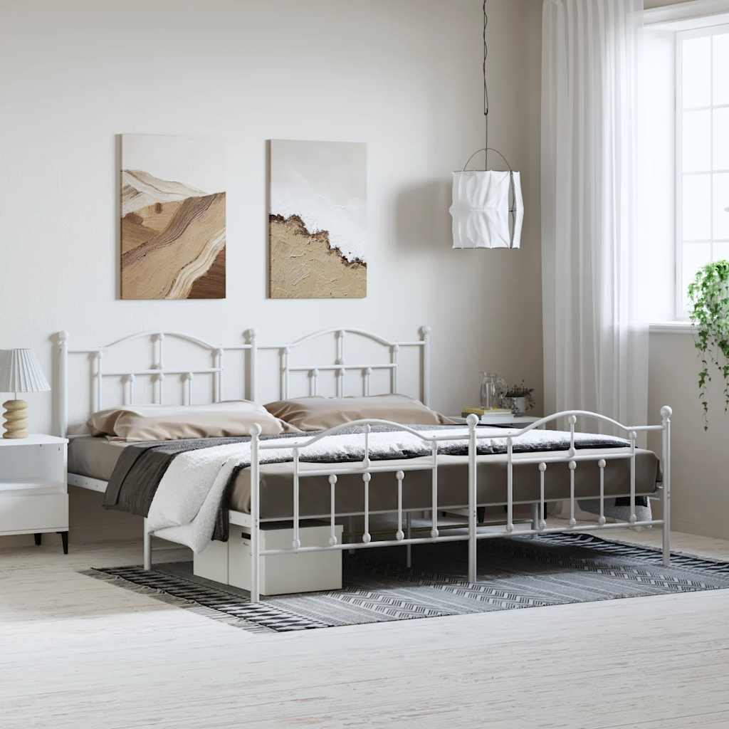 Metalni okvir kreveta uzglavlje i podnožje bijeli 193x203 cm