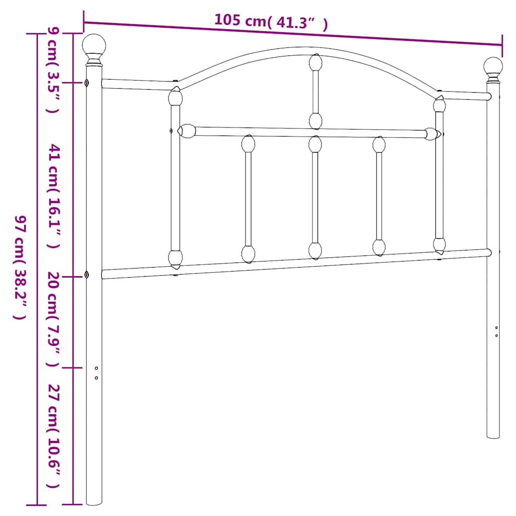 Metalno zamjensko uzglavlje bijelo 100 cm