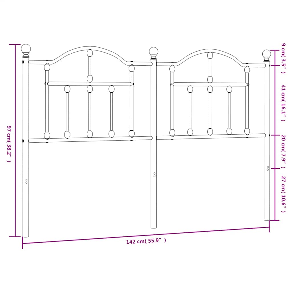 Metalno zamjensko uzglavlje bijelo 135 cm
