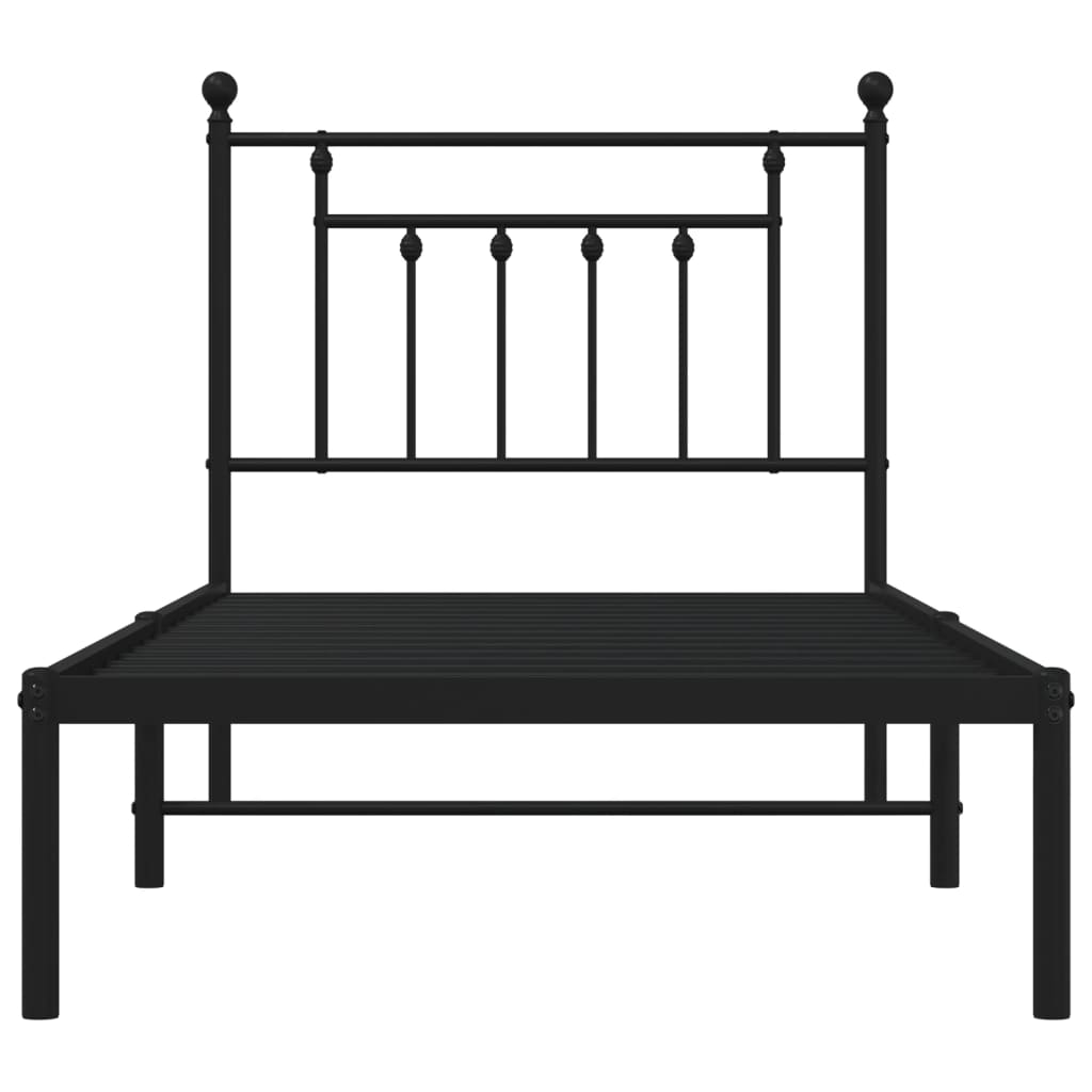Metalni okvir za krevet s uzglavljem crni 80x200 cm