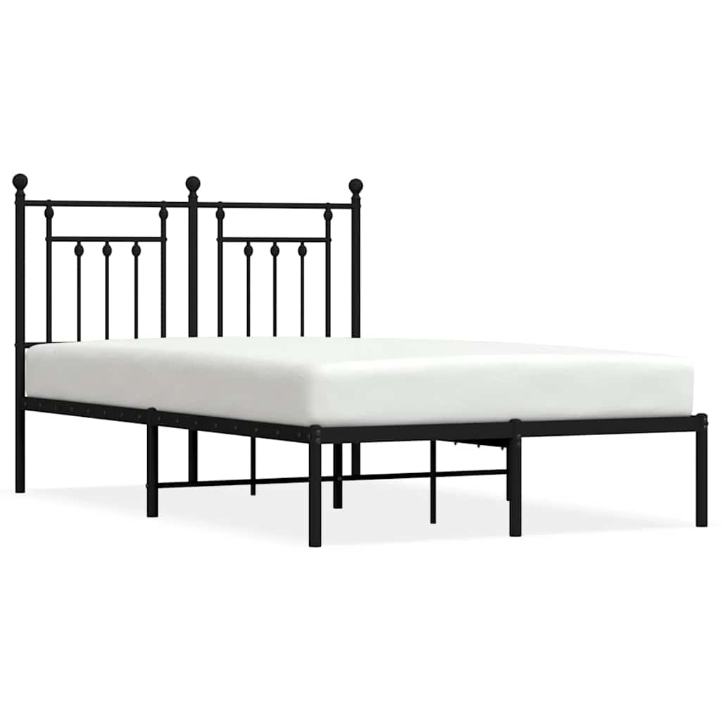 Metalni okvir za krevet s uzglavljem crni 135x190 cm