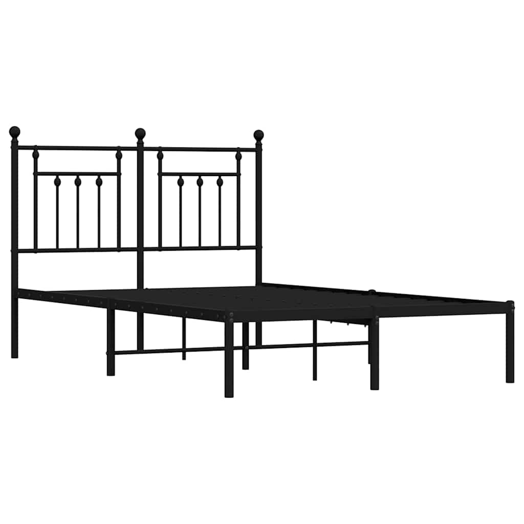 Metalni okvir za krevet s uzglavljem crni 135x190 cm