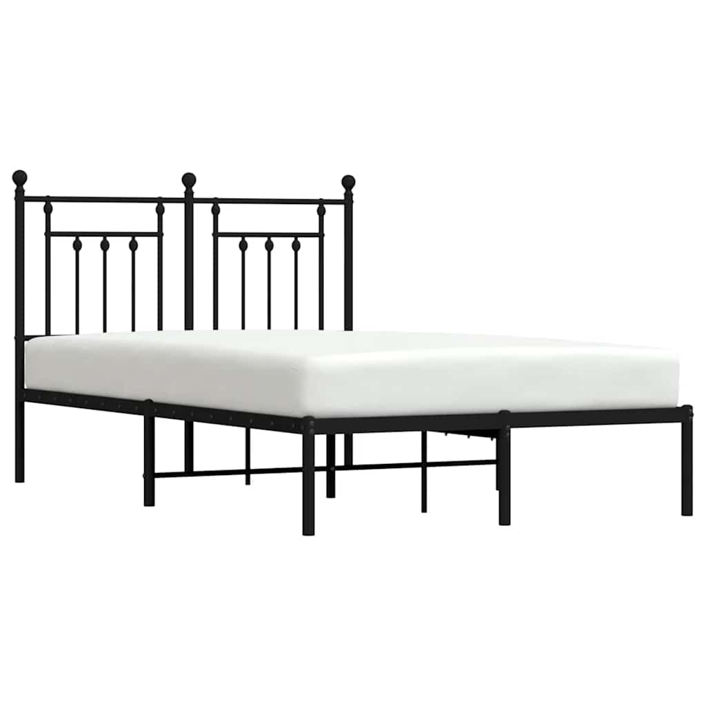 Metalni okvir za krevet s uzglavljem crni 135x190 cm