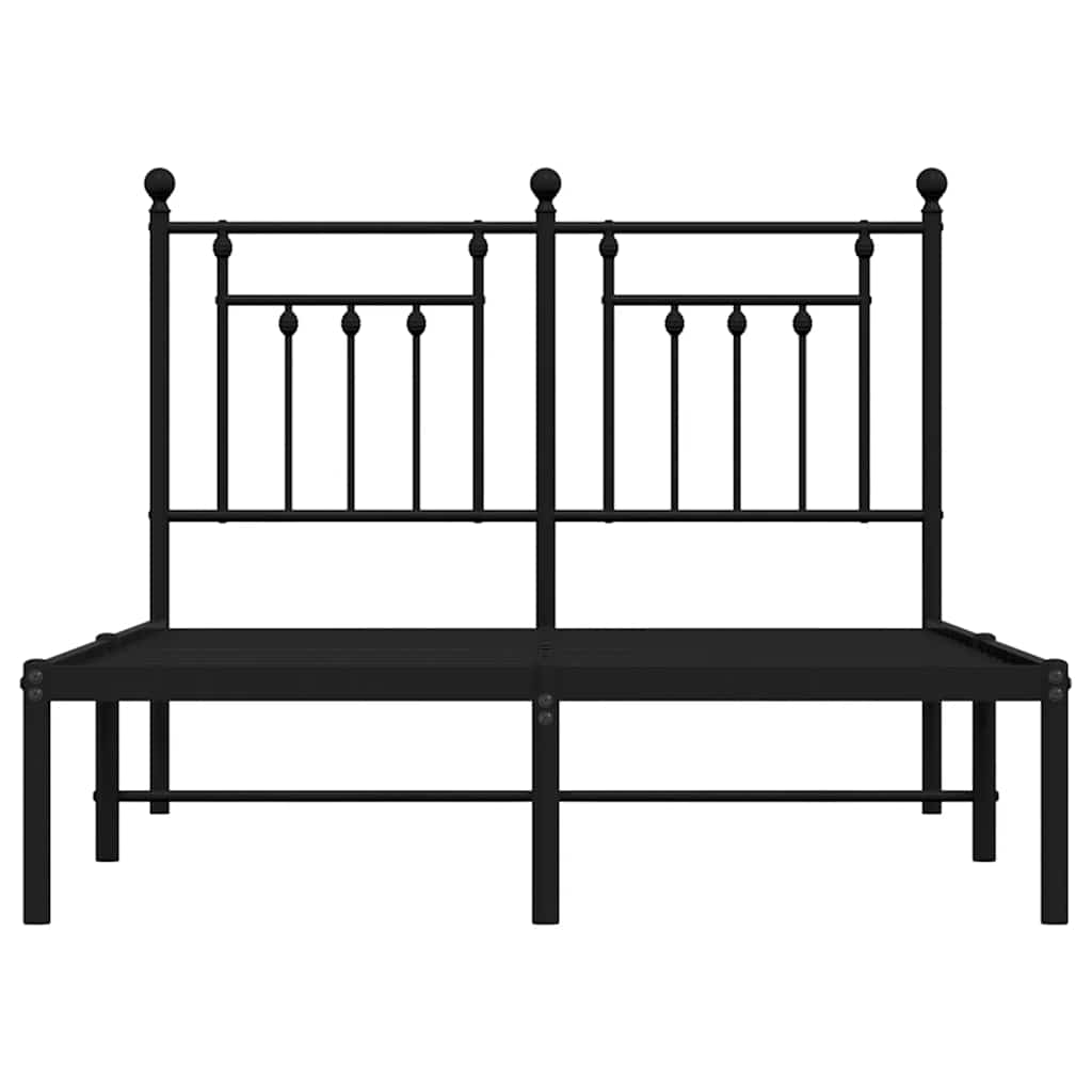 Metalni okvir za krevet s uzglavljem crni 135x190 cm