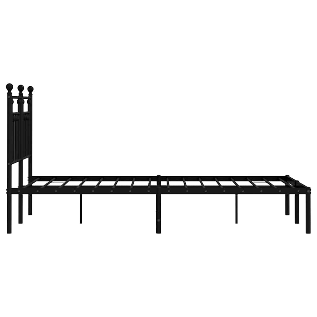 Metalni okvir za krevet s uzglavljem crni 135x190 cm