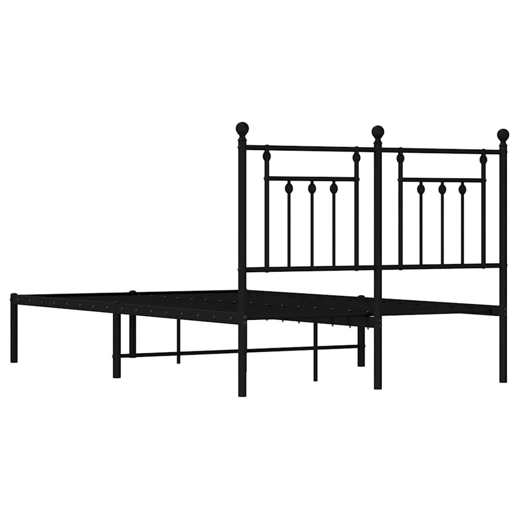 Metalni okvir za krevet s uzglavljem crni 135x190 cm