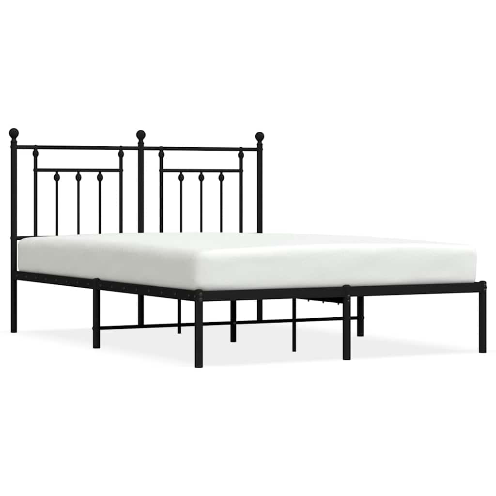 Metalni okvir za krevet s uzglavljem crni 140x190 cm