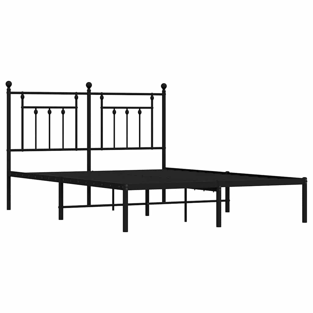 Metalni okvir za krevet s uzglavljem crni 140x190 cm