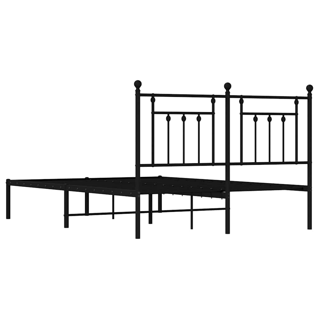 Metalni okvir za krevet s uzglavljem crni 140x190 cm