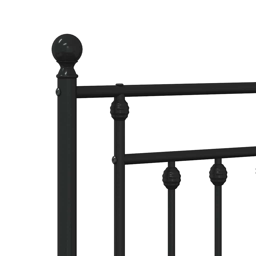 Metalni okvir za krevet s uzglavljem crni 140x190 cm
