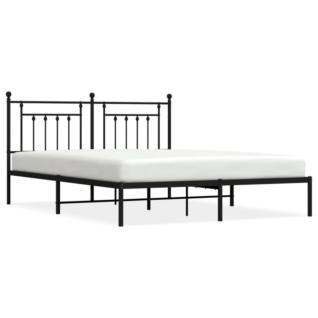 Metalni okvir za krevet s uzglavljem crni 180x200 cm