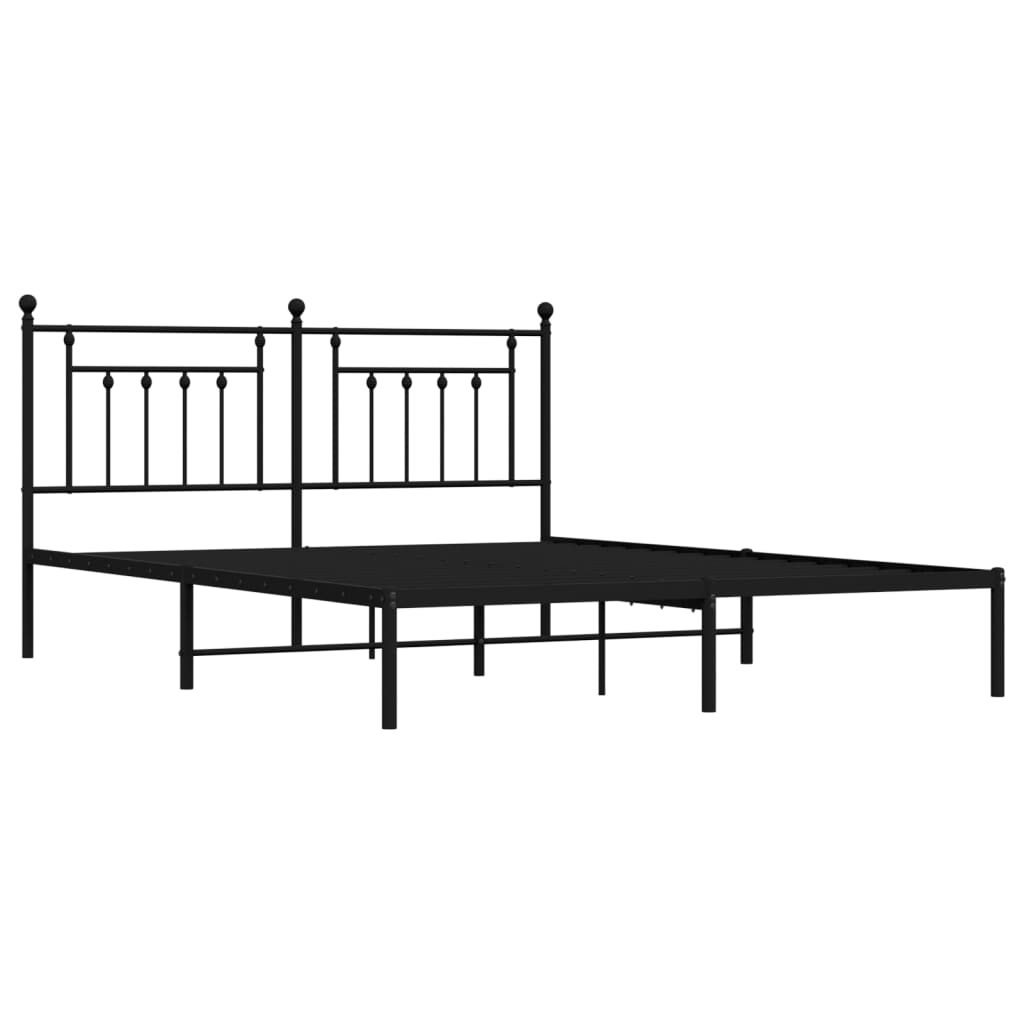 Metalni okvir za krevet s uzglavljem crni 180x200 cm