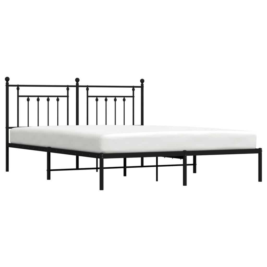 Metalni okvir za krevet s uzglavljem crni 180x200 cm