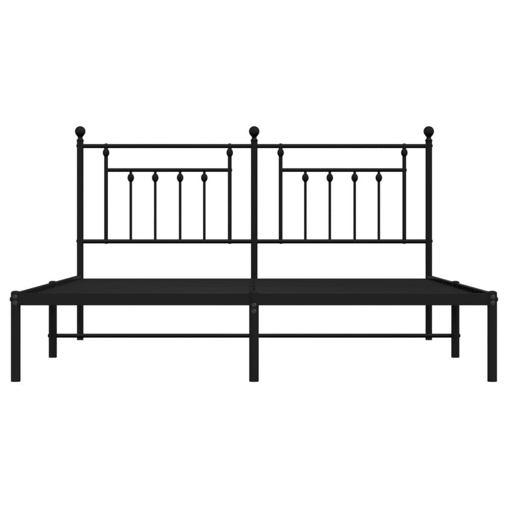 Metalni okvir za krevet s uzglavljem crni 180x200 cm