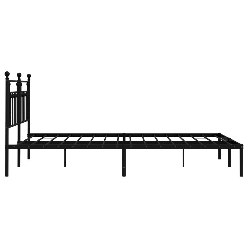 Metalni okvir za krevet s uzglavljem crni 180x200 cm