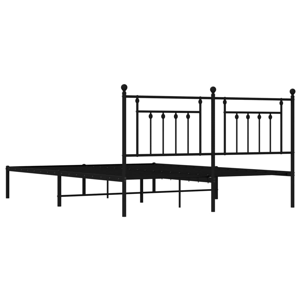 Metalni okvir za krevet s uzglavljem crni 180x200 cm