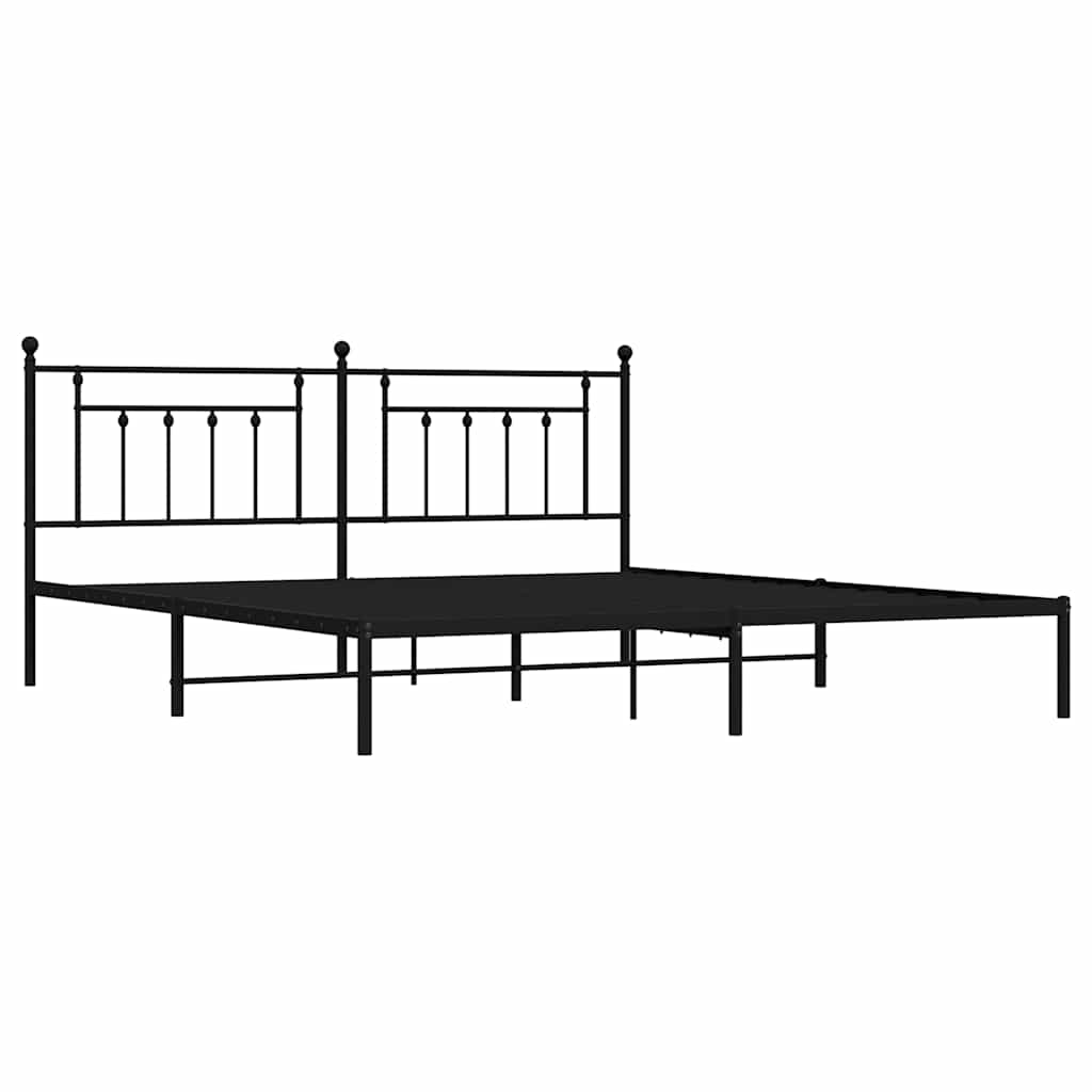 Metalni okvir za krevet s uzglavljem crni 193x203 cm