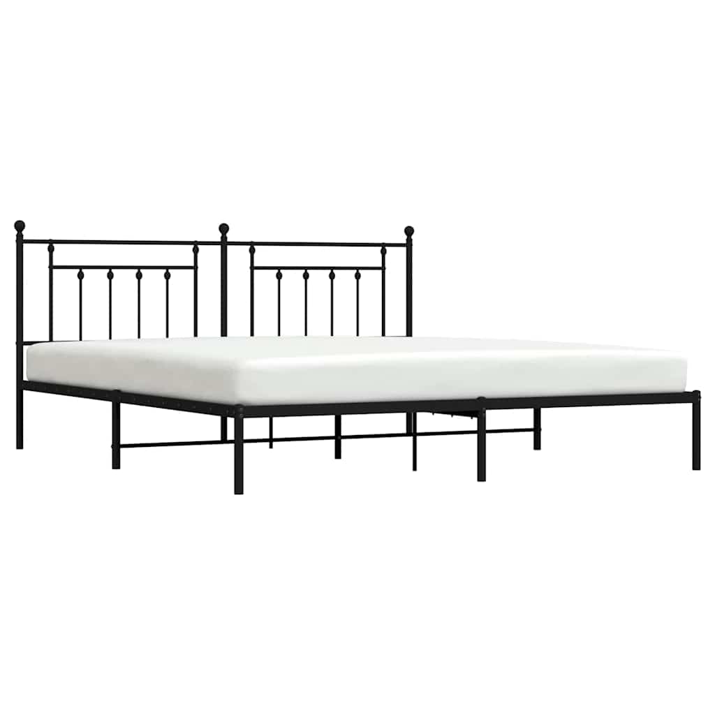 Metalni okvir za krevet s uzglavljem crni 193x203 cm