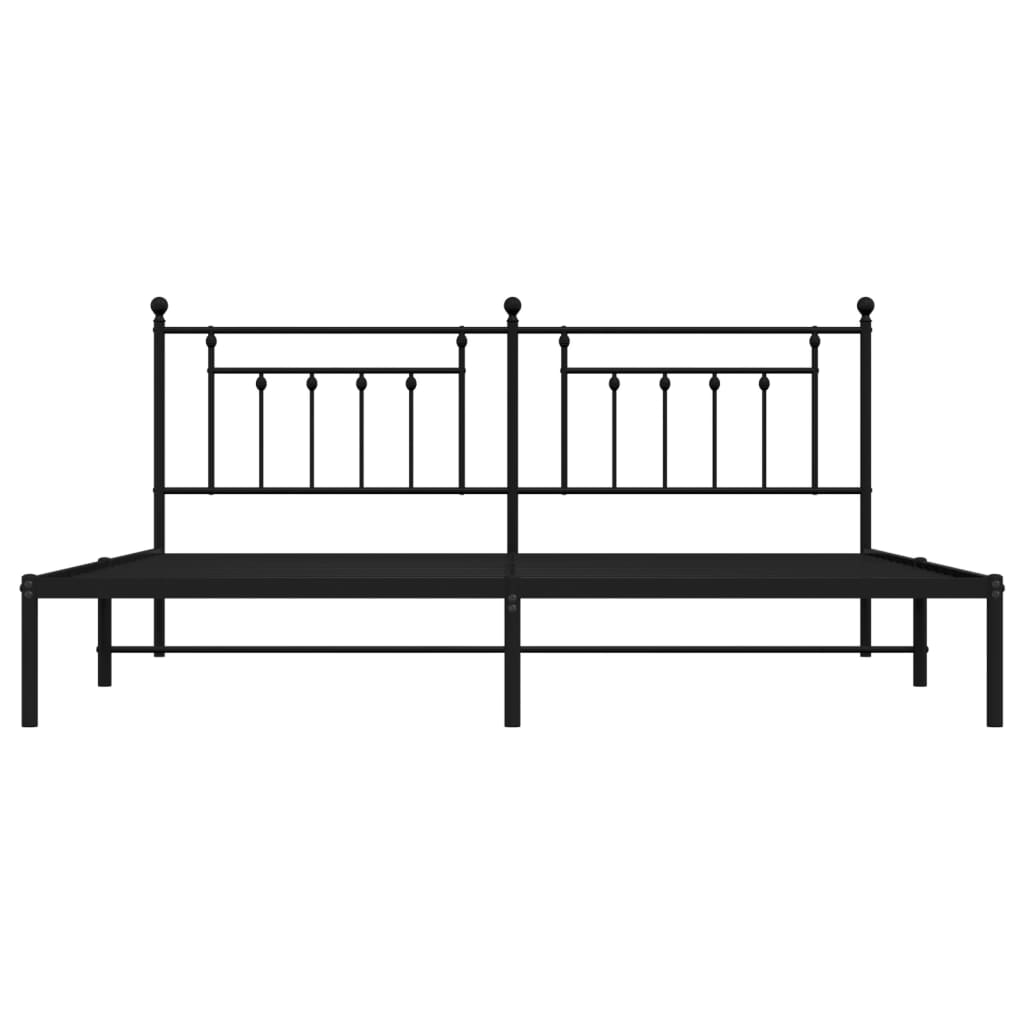 Metalni okvir za krevet s uzglavljem crni 200x200 cm