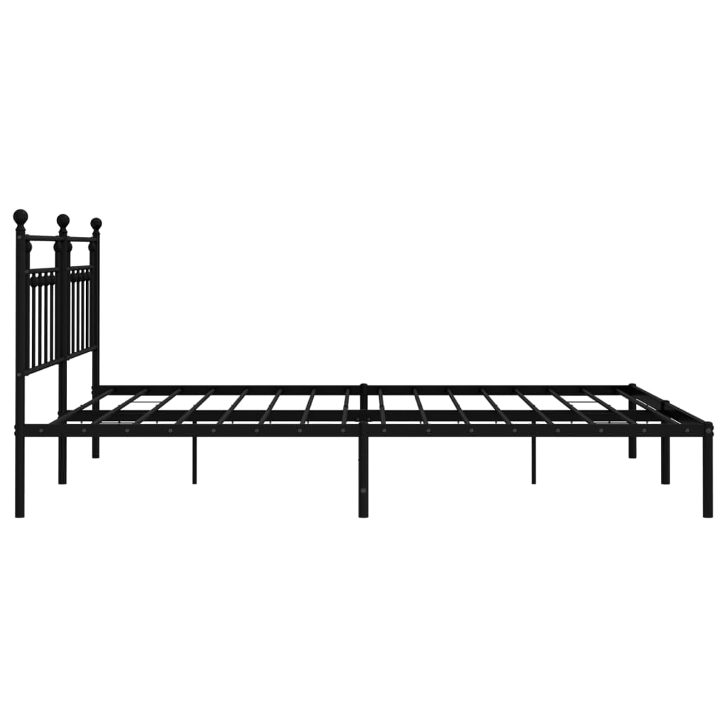 Metalni okvir za krevet s uzglavljem crni 200x200 cm