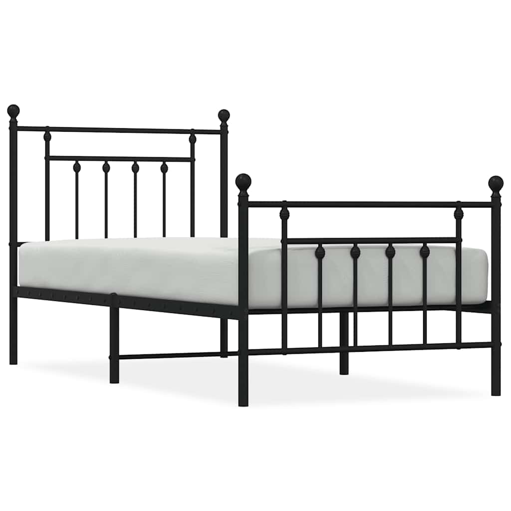 Metalni okvir kreveta uzglavlje i podnožje crni 80x200 cm