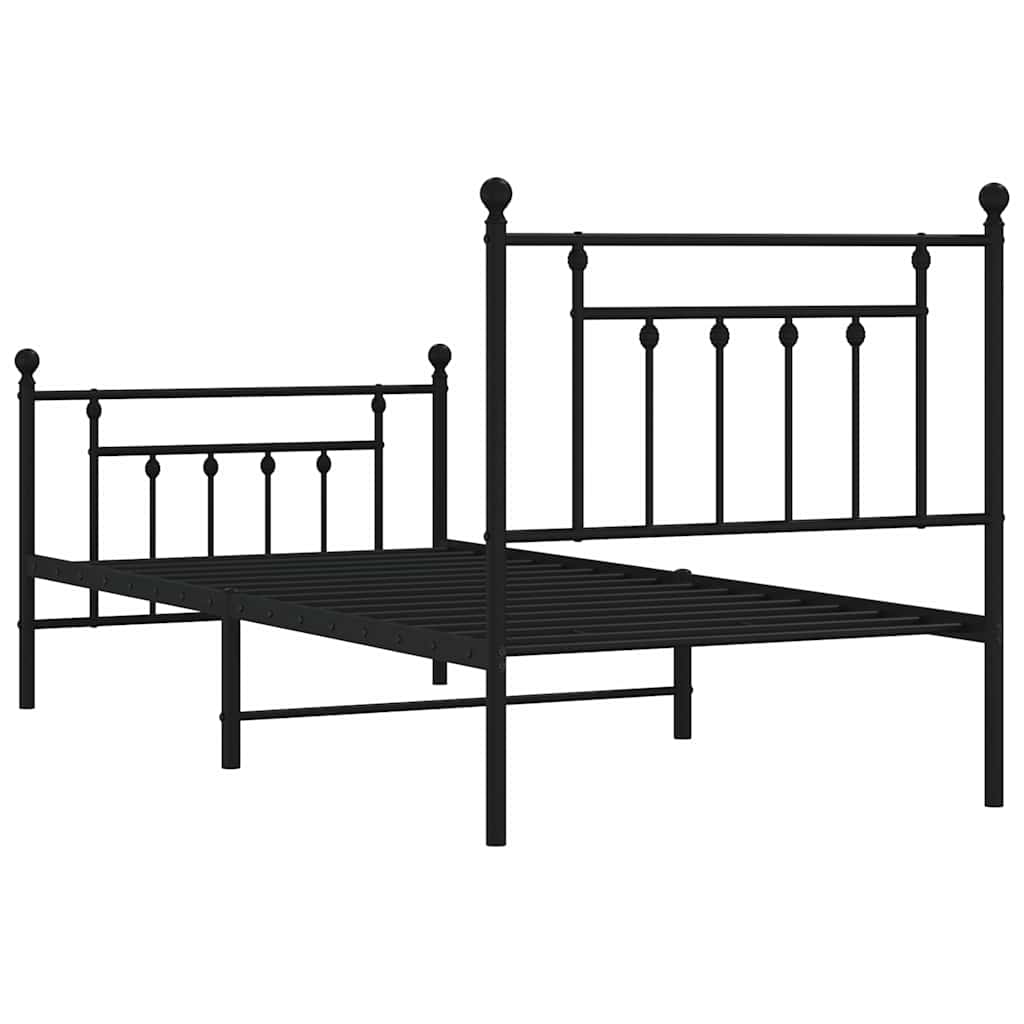 Metalni okvir kreveta uzglavlje i podnožje crni 80x200 cm