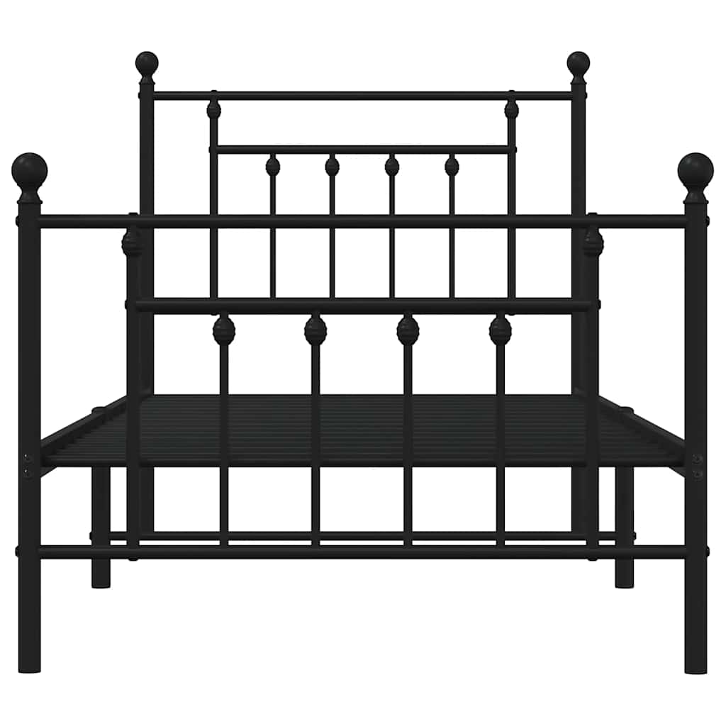 Metalni okvir kreveta uzglavlje i podnožje crni 90x190 cm