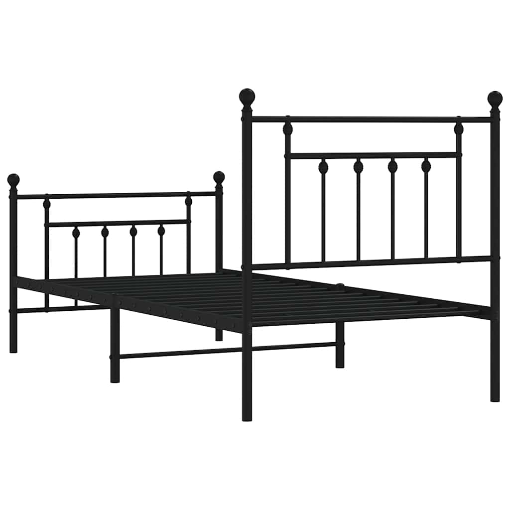 Metalni okvir kreveta uzglavlje i podnožje crni 90x190 cm
