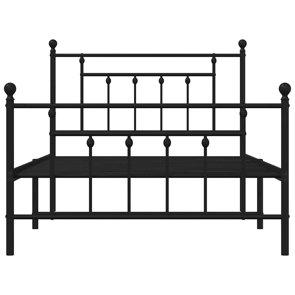 Metalni okvir kreveta uzglavlje i podnožje crni 100x200 cm
