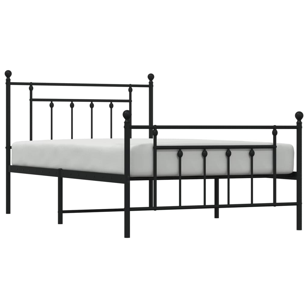 Metalni okvir kreveta uzglavlje i podnožje crni 107x203 cm