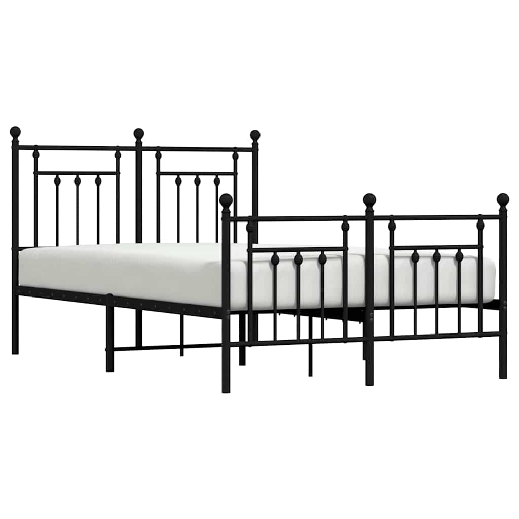 Metalni okvir kreveta uzglavlje i podnožje crni 120x200 cm