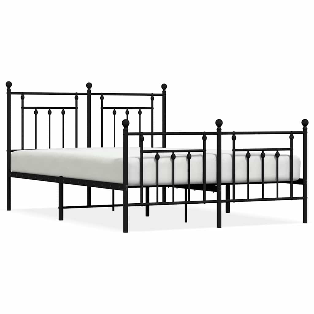 Metalni okvir kreveta uzglavlje i podnožje crni 140x190 cm