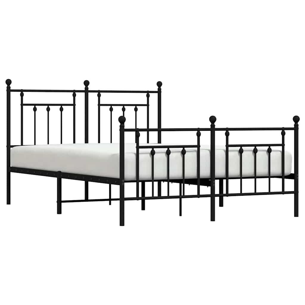 Metalni okvir kreveta uzglavlje i podnožje crni 140x200 cm