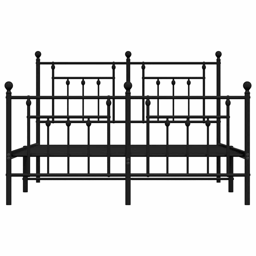 Metalni okvir kreveta uzglavlje i podnožje crni 140x200 cm