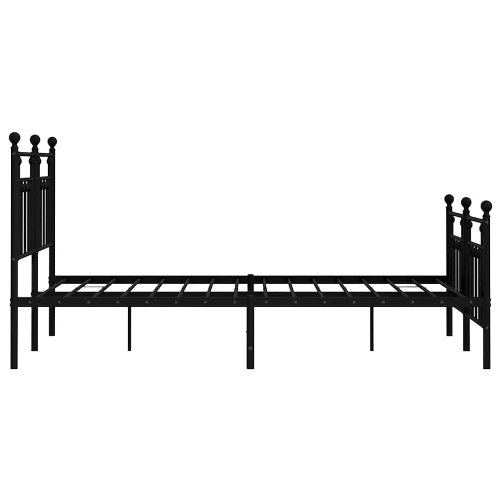 Metalni okvir kreveta uzglavlje i podnožje crni 140x200 cm