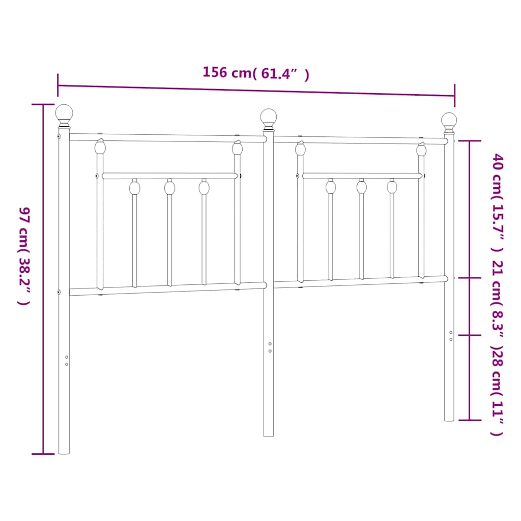 Metalno zamjensko uzglavlje crno 150 cm